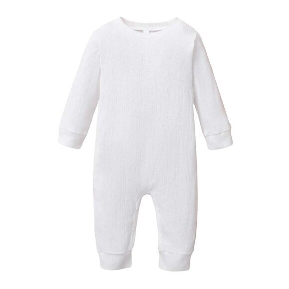White Baby Romper - Unisex Lightweight Jumpsuit, 0-3 Months - Picture 1 of 7